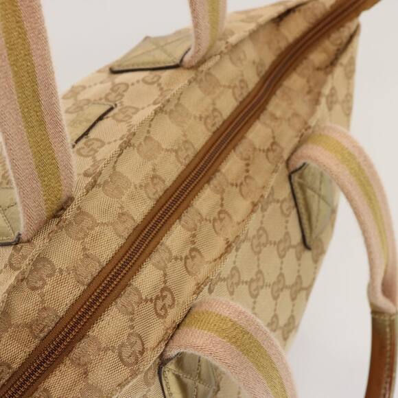 GUCCI GG Canvas Sherry Line Hand Bag Beige Gold Pink - Picture 7 of 13